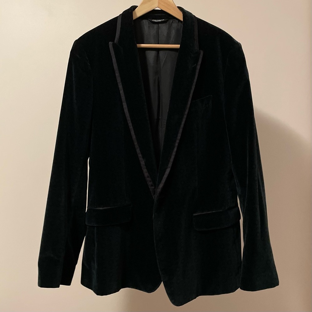 D&G Velvet Jacket in Emerald Green with Patterns - Picture 3 of 15